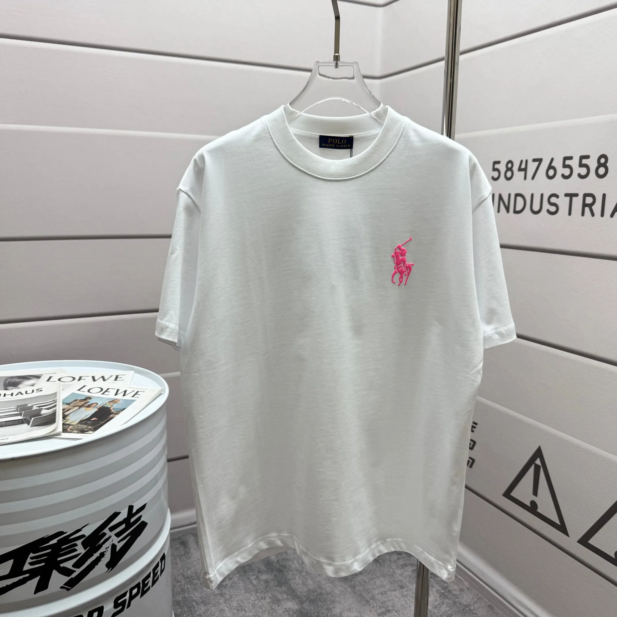 P160 Polo*Ralph*Lauren* new spring and summer short-sleeved T-shirt, classic three-dimensional thick plate silicone technology + foaming technology, customized double yarn plain cotton fabric, same style for men and women Color: black white Size: S (90-130 catties) M (120-150 catties) L (140-165 catties) XL (160-180 catties) XXL (180-210 catties)